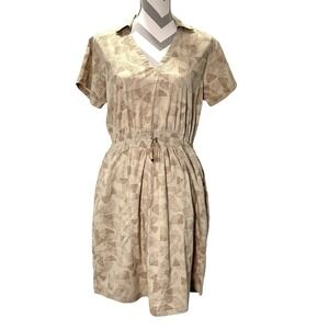 REI Co Op Womens Trailmade Dress Tan Beige V Neck Drawstring Gorpcore Hiking Med